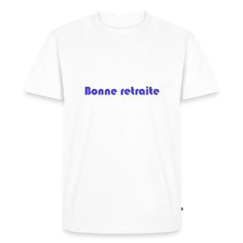 RETRAITE. RETRAITE. RETRAITEE. RETRAITE - T-shirt Premium bio Homme - blanc - Devant - Nico (187cm)