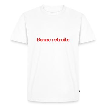 RETIREMENT. HAPPY RETIREMENT. HAPPY RETREAT - Men's Premium Organic T-Shirt - white - Front - Nico (187cm)