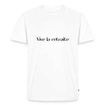 RETIREMENT. HAPPY RETIREMENT. HAPPY RETREAT - Men's Premium Organic T-Shirt - white - Front - Nico (187cm)