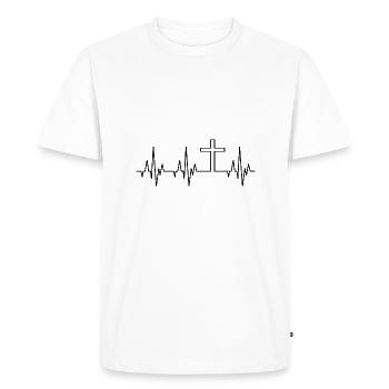 Heartbeat Heartbeat ECG Eglise Religion Jésus - T-shirt Premium bio Homme - blanc - Devant - Nico (187cm)