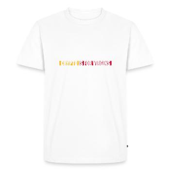 crypto is for virgins - Men's Premium Organic T-Shirt - white - Front - Nico (187cm)