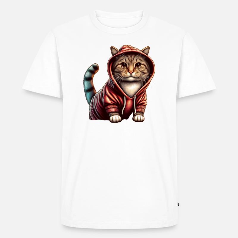 Niedliches Kätzchen mit Kapuzenpullover - Männer Premium Bio T-Shirt - Weiß