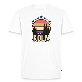 Cologne Vintage Retro design Kölle kölsch colonia - T-shirt Premium bio Homme - blanc - Devant - Nico (187cm)