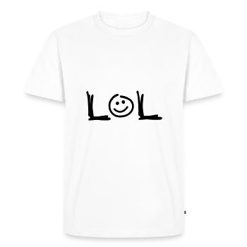 Slogan lol. plaisir, rires et fête. sourire. - T-shirt Premium bio Homme - blanc - Devant - Nico (187cm)