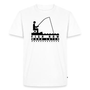 fish_now_work_later_f1 - T-shirt Premium bio Homme - blanc - Devant - Nico (187cm)
