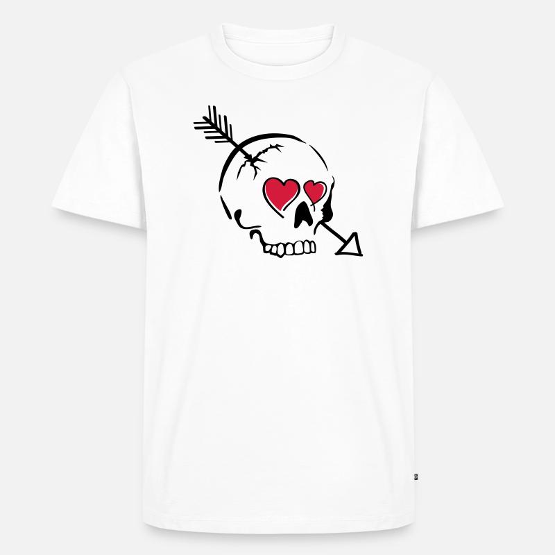 schädel pfeil herzen - Männer Premium Bio T-Shirt - Weiß