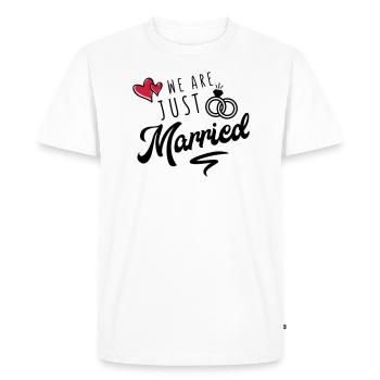 married we are just - Men's Premium Organic T-Shirt - white - Front - Nico (187cm)