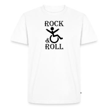 Rock and Roll Wheelchair Pun Disability Humor - Men's Premium Organic T-Shirt - white - Front - Nico (187cm)