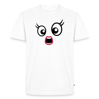 Frightened Looking Cartoon Face Woman Female - Men's Premium Organic T-Shirt - white - Front - Nico (187cm)