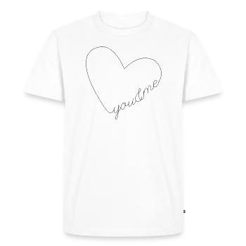 Ligne de cœur Toi et moi - T-shirt Premium bio Homme - blanc - Devant - Nico (187cm)