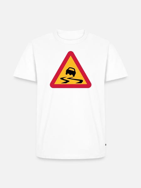Rutsch-Auto-Warnschild - Männer Premium Bio T-Shirt - Weiß