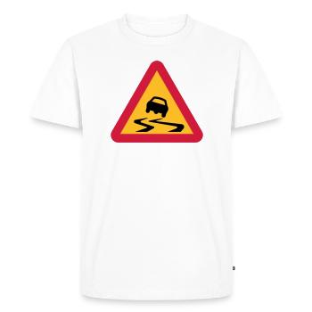 Slippery Road Car Warning - Men's Premium Organic T-Shirt - white - Front - Nico (187cm)