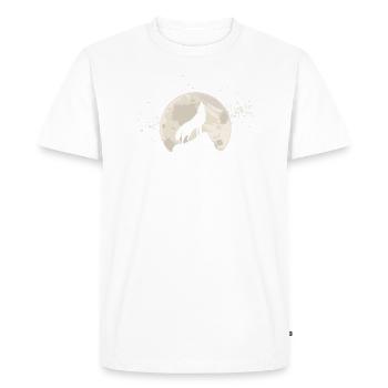 Heulender Wolf vor Mond mit Sternen - Männer Premium Bio T-Shirt - Weiß - Vorne - Nico (187cm)