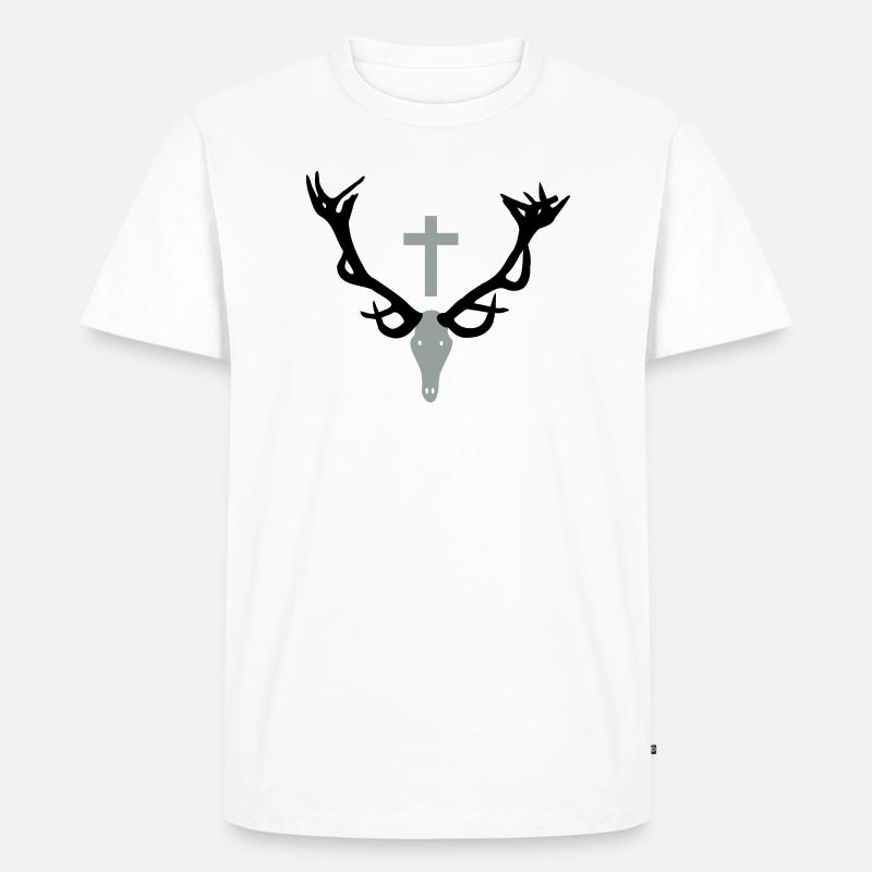 Hirschgeweih - Männer Premium Bio T-Shirt - Weiß
