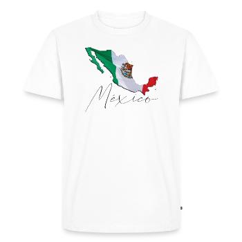 Drapeau du Mexique réel - Carte drapeau EN - T-shirt Premium bio Homme - blanc - Devant - Nico (187cm)