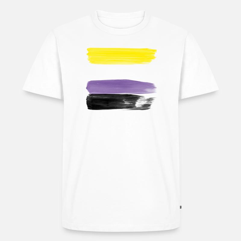 Non-Binary Pride Strokes - Männer Premium Bio T-Shirt - Weiß