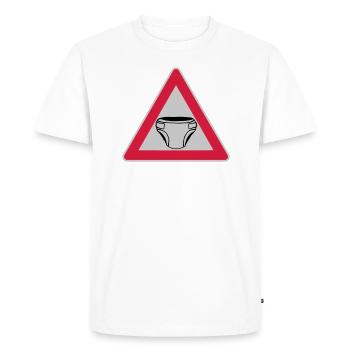 Caution Shield Couche - T-shirt Premium bio Homme - blanc - Devant - Nico (187cm)