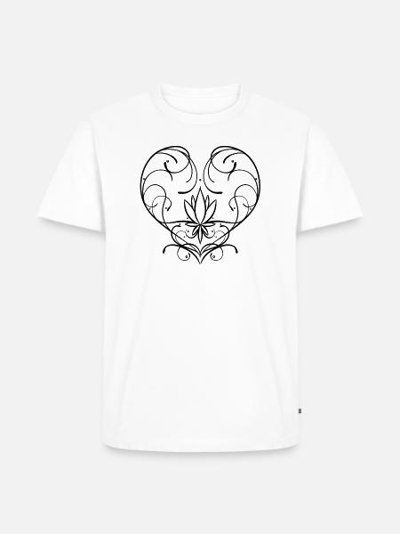 Herz Blumenranke - Männer Premium Bio T-Shirt - Weiß