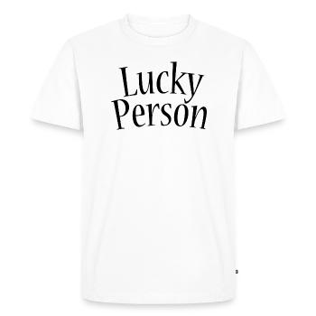 Lucky person - Men's Premium Organic T-Shirt - white - Front - Nico (187cm)