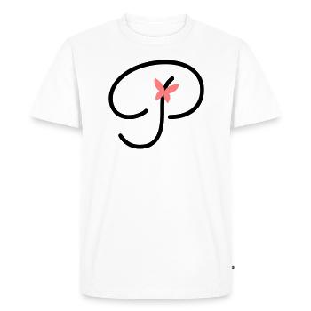 Lettre P Papillon Lettre - T-shirt Premium bio Homme - blanc - Devant - Nico (187cm)