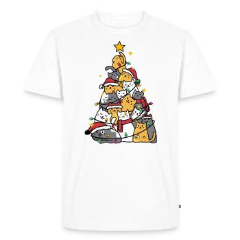 cat Christmas tree - Men's Premium Organic T-Shirt - white - Front - Nico (187cm)