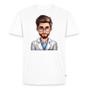 Portrait d’un jeune homme dans un style bande dessinée - T-shirt Premium bio Homme - blanc - Devant - Nico (187cm)