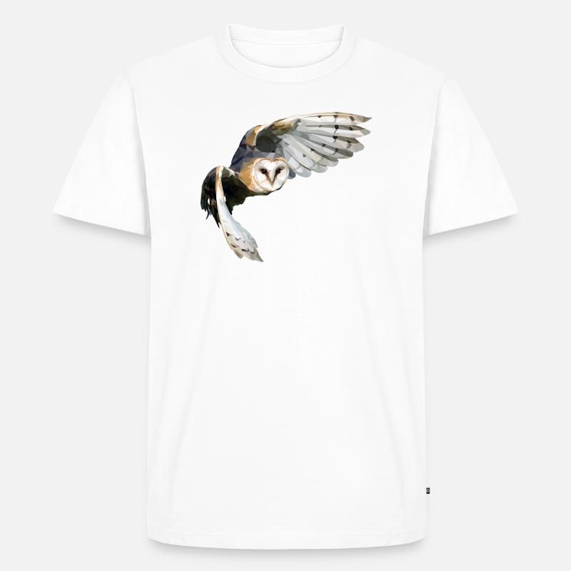 Eule - Schleiereule Polygon - Männer Premium Bio T-Shirt - Weiß