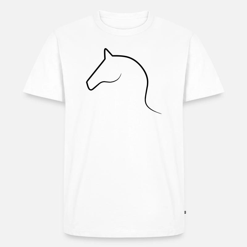 Line Art Pferd - Männer Premium Bio T-Shirt - Weiß