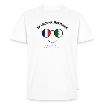 Franco-algérienne et fière de l'être - T-shirt Premium bio Homme - blanc - Devant - Nico (187cm)