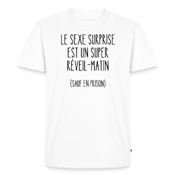 sexe surprise - T-shirt Premium bio Homme - blanc - Devant - Nico (187cm)