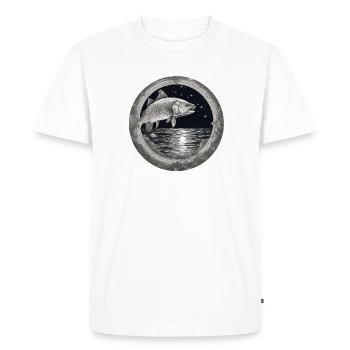 Pike,Fish,Illustration,Black & White,Sea,Circle - Men's Premium Organic T-Shirt - white - Front - Nico (187cm)