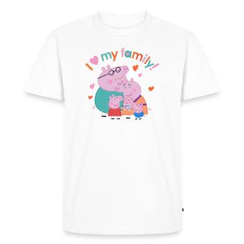 Peppa Pig Avec Famille Et Slogan J'Aime Ma Famille - T-shirt Premium bio Homme - blanc - Devant - Nico (187cm)