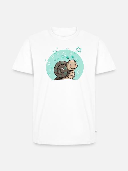 Schnecke mit Sternen - Männer Premium Bio T-Shirt - Weiß