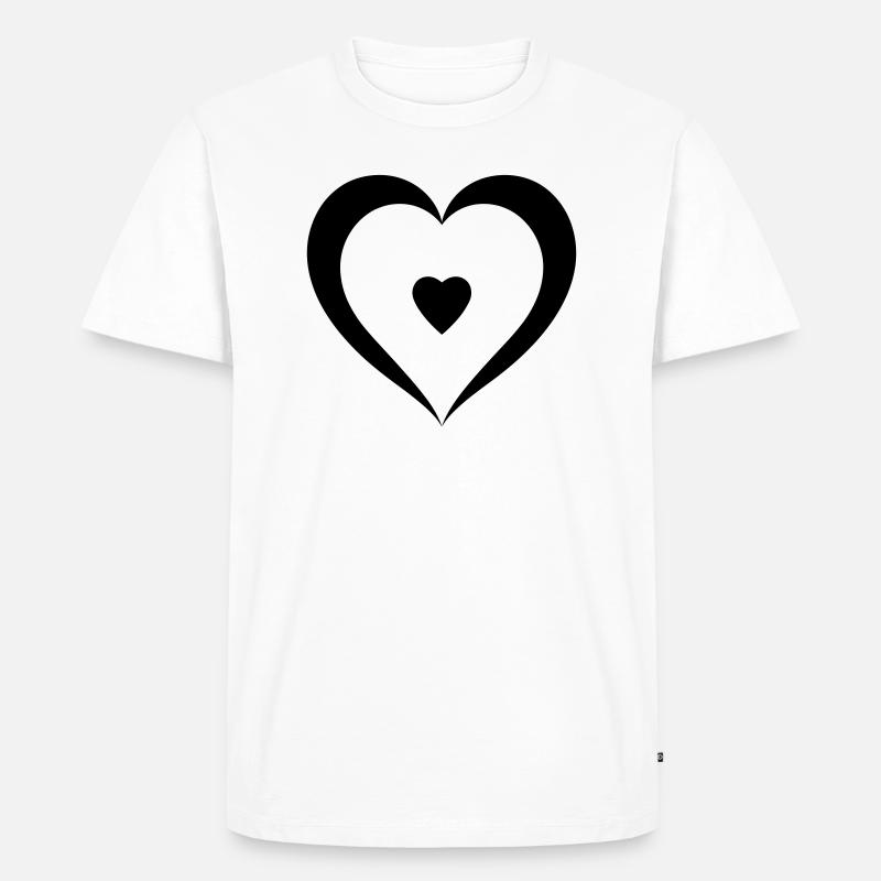 Herz - Männer Premium Bio T-Shirt - Weiß
