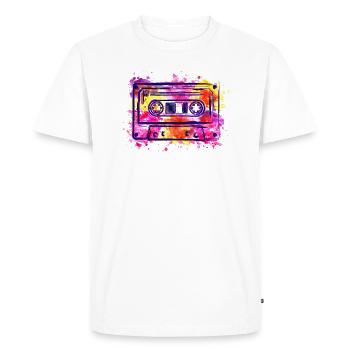 Cassette (retro, splashes of color) - Men's Premium Organic T-Shirt - white - Front - Nico (187cm)