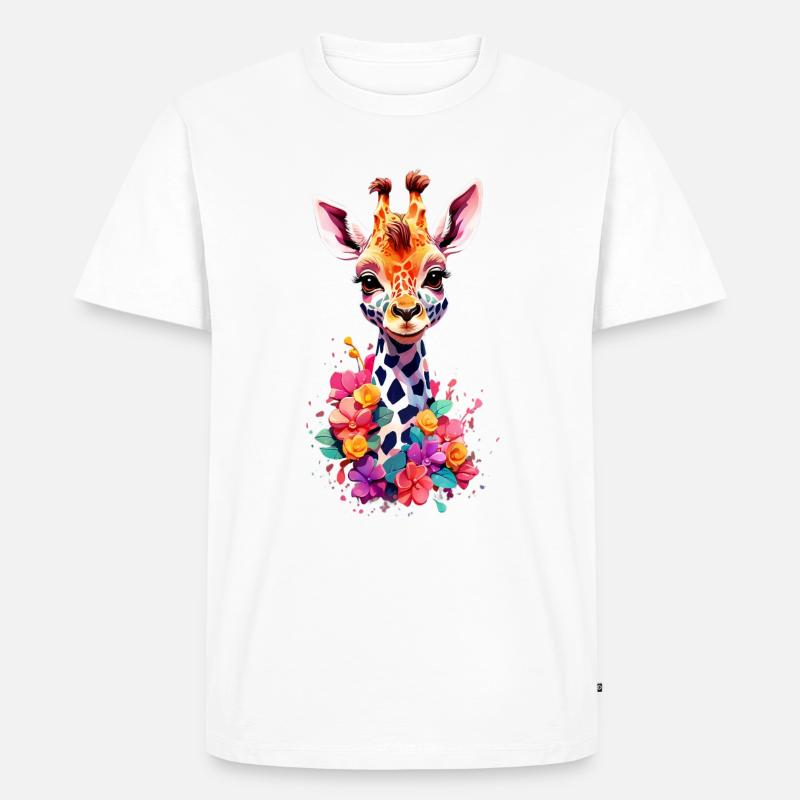 Giraffe V1 24 32 - Männer Premium Bio T-Shirt - Weiß
