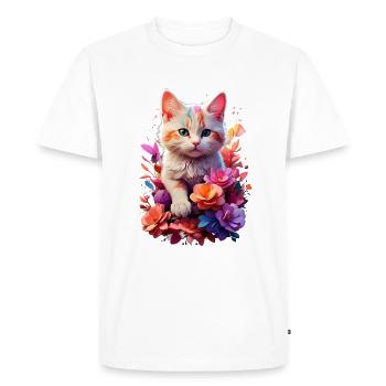 Cat Cat V1 24 02 - Men's Premium Organic T-Shirt - white - Front - Nico (187cm)