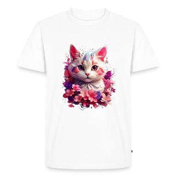 Cat Cat V1 24 04 - Men's Premium Organic T-Shirt - white - Front - Nico (187cm)