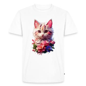 Cat Cat V1 24 14 - Men's Premium Organic T-Shirt - white - Front - Nico (187cm)