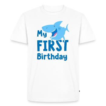 1er anniversaire garçon 1er requin - T-shirt Premium bio Homme - blanc - Devant - Nico (187cm)