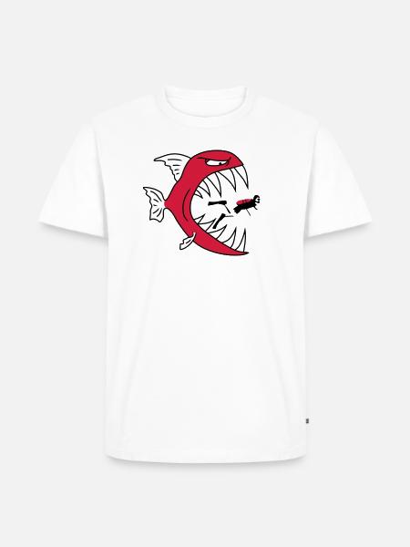 Monster Fish Eats Diver - Men's Premium Organic T-Shirt - white