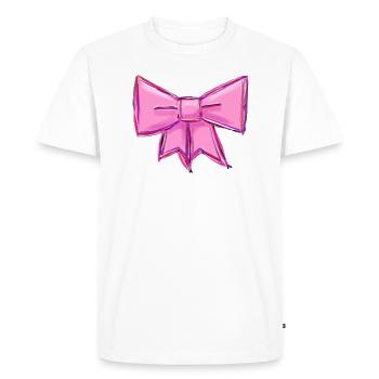 Ruban rose Ruban cadeau dessiné élégant - T-shirt Premium bio Homme - blanc - Devant - Nico (187cm)