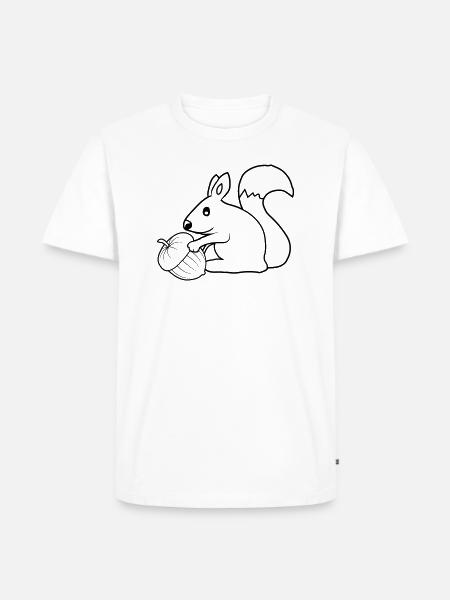 Fröhliches Eichhörnchen Eichel - Männer Premium Bio T-Shirt - Weiß