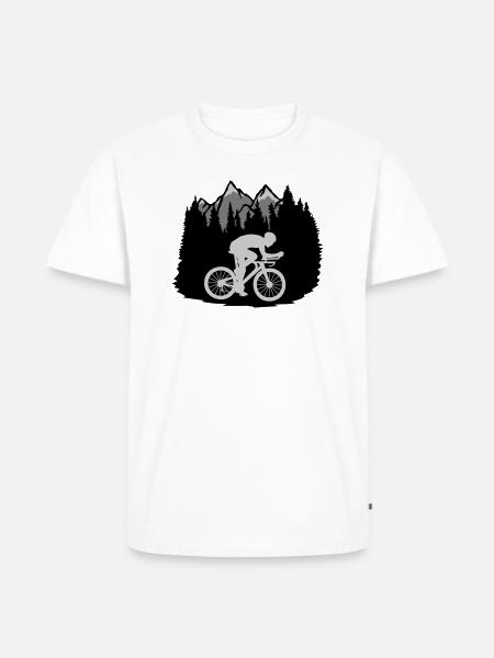 Berge Fahrrad Fahrer - Männer Premium Bio T-Shirt - Weiß