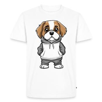 Saint Bernard Dog Funny - Men's Premium Organic T-Shirt - white - Front - Nico (187cm)