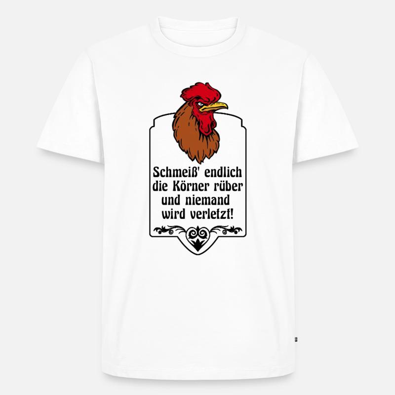 Niemand wird verletzt - grimmiger Hahn - Männer Premium Bio T-Shirt - Weiß