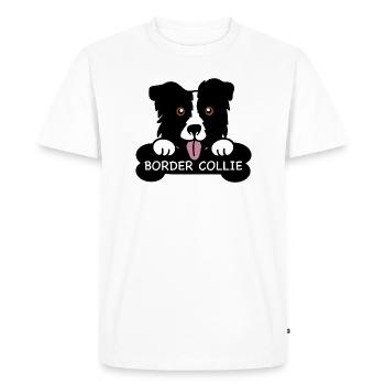 Border collie et os - T-shirt Premium bio Homme - blanc - Devant - Nico (187cm)