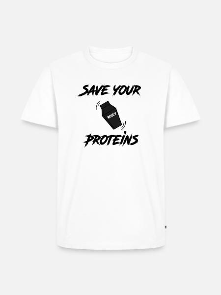 Save your proteins - Männer Premium Bio T-Shirt - Weiß