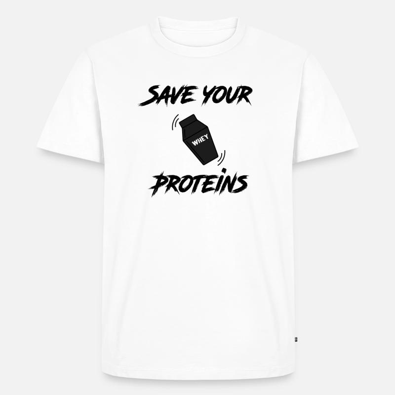 Save your proteins - Männer Premium Bio T-Shirt - Weiß