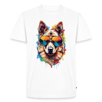 Cool German Shepherd with Sunglasses: Sweet Elegance - Men's Premium Organic T-Shirt - white - Front - Nico (187cm)